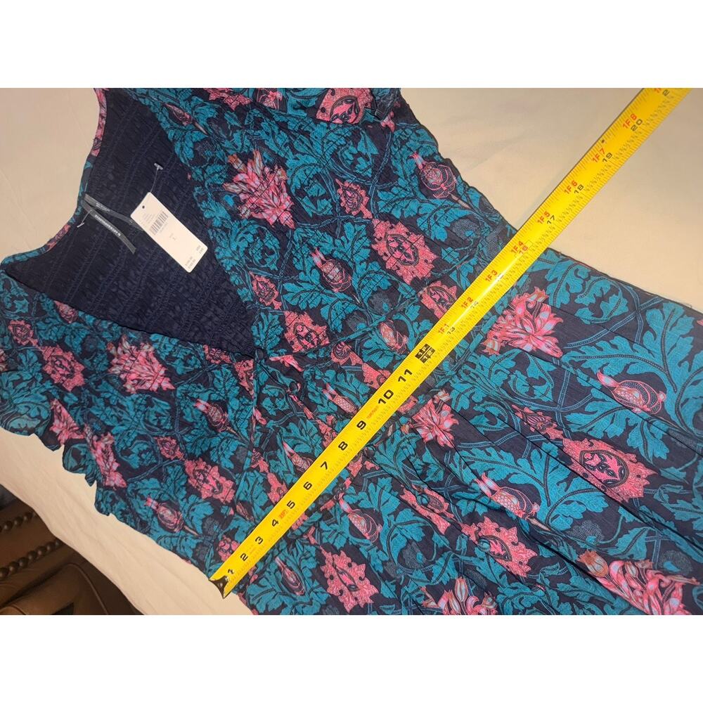 Anthropologie The Peregrine Midi Dress flutter sleeve teal green Motif Large NWT - Picture 9 of 13